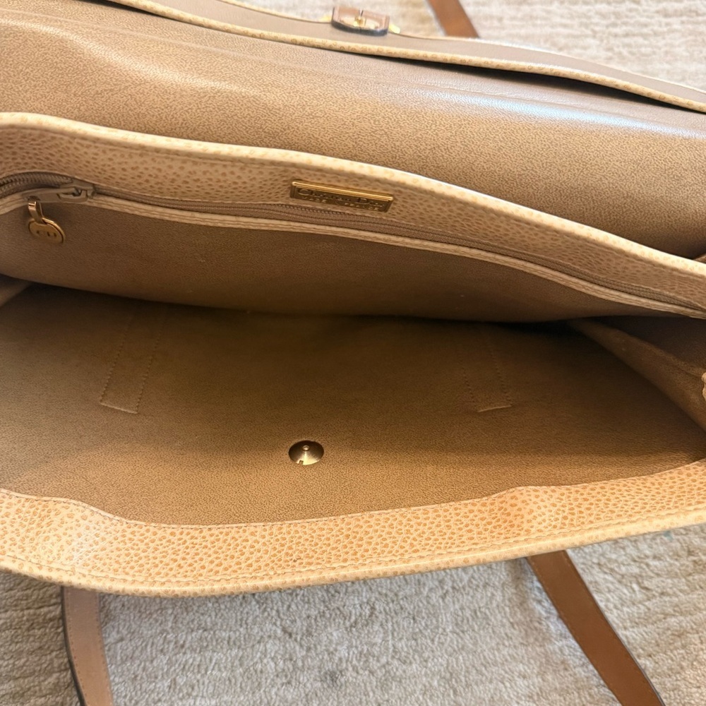 Christian Dior Vintage Tan Leather Double Handle Shoulder Bag with Gold CD Logo - Picture 8 of 16